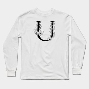 Letter U Monogram - Floral Initial Long Sleeve T-Shirt